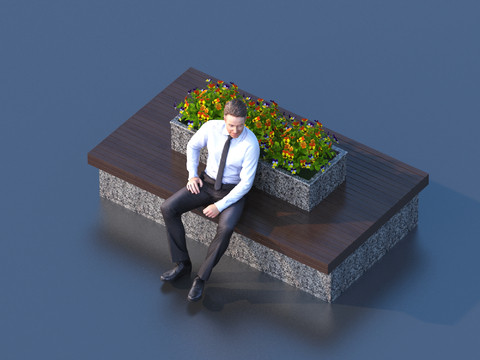 Outdoor Chair Flower Pond Tree Pond Seat Landscape