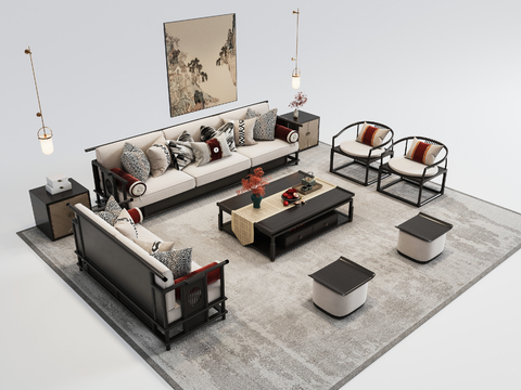 Neo-Chinese Style Sectional Sofa