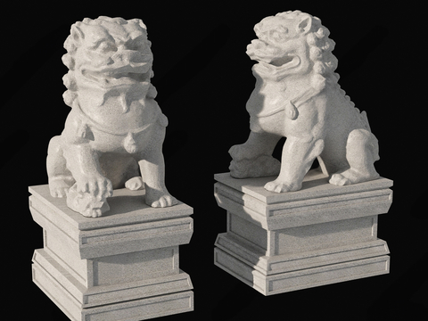 Chinese Stone Lion Sculpture