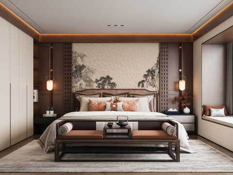 New Chinese-style master bedroom