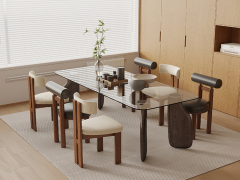 Middle style dining table and chair