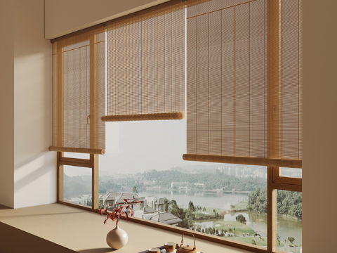 Neo-Chinese Style Pull Curtain Bamboo Curtain Roller Curtain