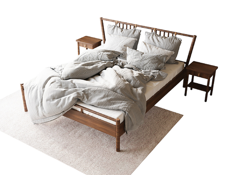 Log Style Double Bed