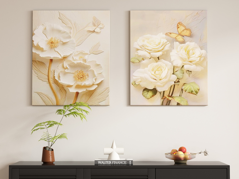 Cream Style flower painting three-dimensional painting decorative painting