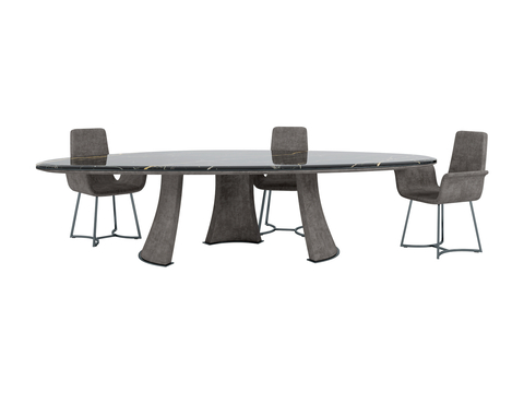 Longhi-Coral Oval Dining Table and Chair