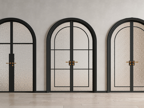 French Double Door Frosted Glass Door Arch Glass Door Arch