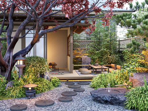 Japanese Zen Courtyard View