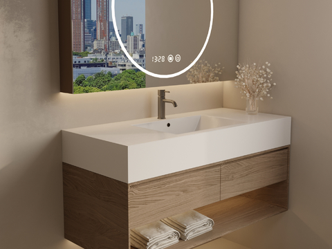 Silent bathroom cabinet wash basin