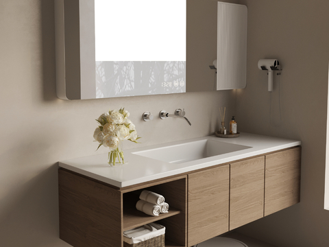 Modern Bathroom Cabinet Wash Table Hanging Basin Mirror Cabinet