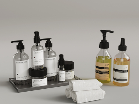 Modern toiletries tray shower gel shampoo