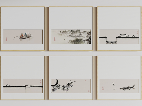 New Chinese Hanging Painting Zen Painting Combination Painting