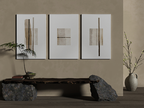 Triple Painting of Quiet Wind Decoration