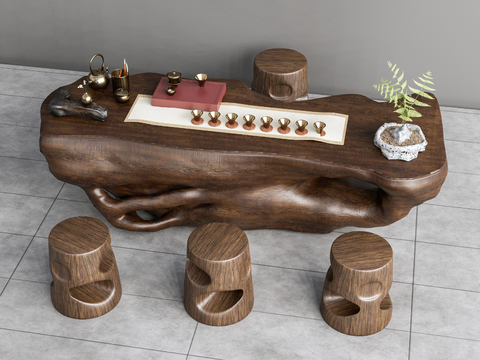 New Chinese Tea Table Root Carving Tea Table and Chair