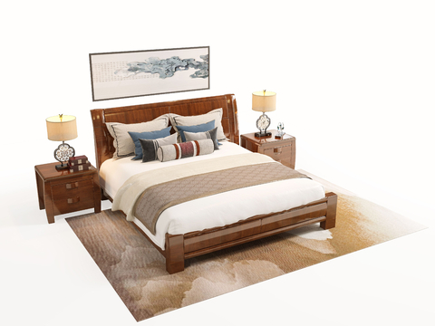 Chinese Double Bed Solid Wood Double Bed