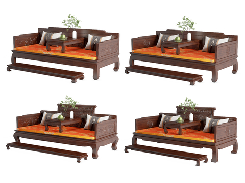 New Chinese-style Solid Wood Rohan Bed Rohan Bed