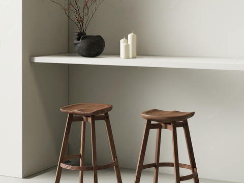 Quiet bar chair bar stool wooden stool d model