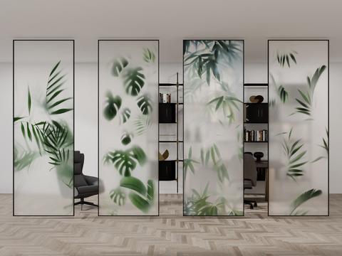 Modern plant frosted glass partition