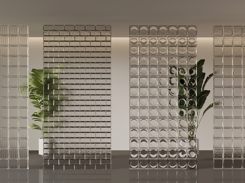 Modern glass brick partition