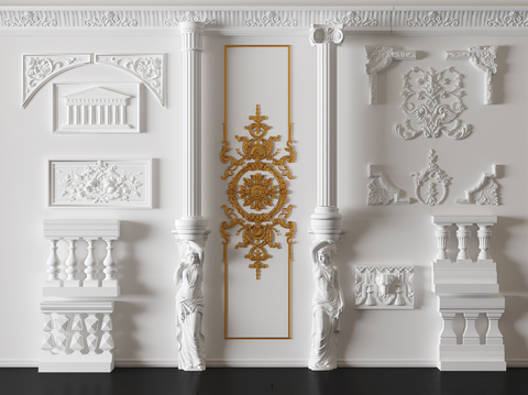 European-style railing gypsum carved line corner line Roman column