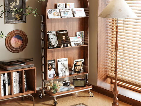 Antique Bookshelf Magazine Rack Storage Rack