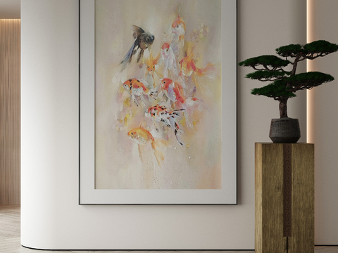 New Chinese Decorative Painting Oil Painting Koi Hanging Painting