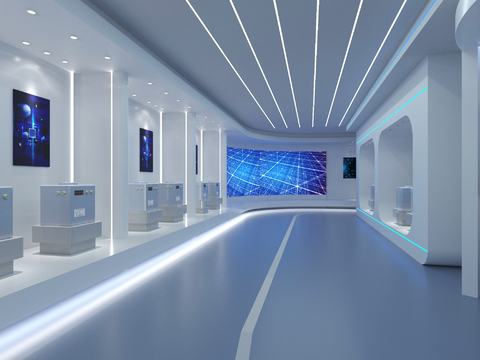 Modern Electric Exhibition Hall Blue Technology Exhibition Hall