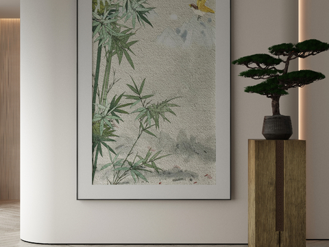 New Chinese Decorative Painting Flower and Bird Hanging Painting Bamboo Hanging Painting