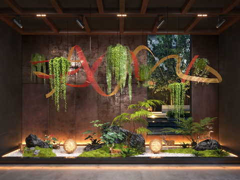 Neo-Chinese Style Indoor Landscape Bryophytes Indoor Landscape