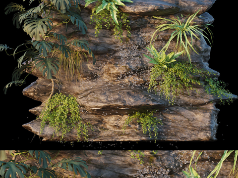 rockery stone waterscape wall waterfall fountain