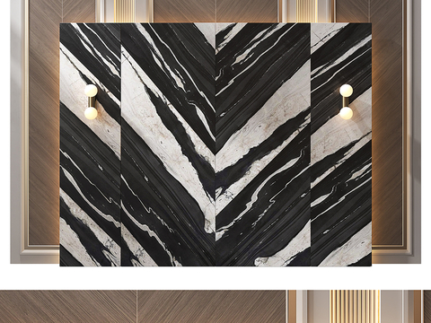 Modern TV background marble Wall