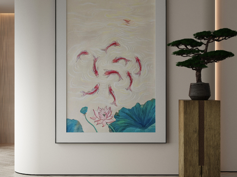 New Chinese Decorative Painting Koi Hanging Painting