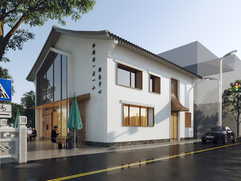 New Chinese-style Village Service Center Architectural Appearance