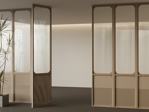 Silent glass partition rattan partition