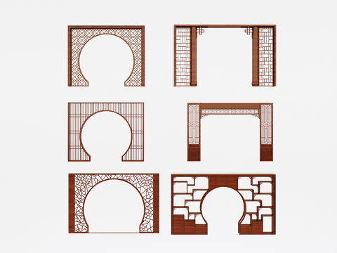 Chinese-style lattice door opening hollow partition