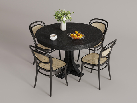 French Retro Round Dining Table Dining Table and Chair