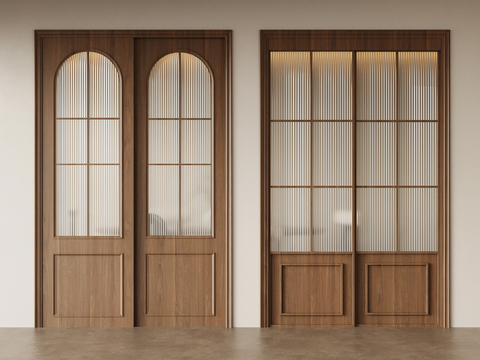 Mid-century Style sliding door wooden sliding door wooden door Changhong glass door