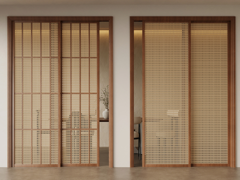 Middle-ancient style sliding door rattan door sliding door wooden door