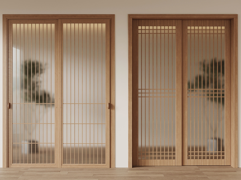 Japanese style sliding door wooden door glass door