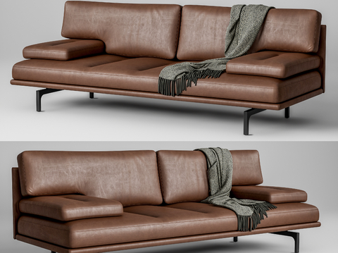 Zanotta double sofa leather sofa