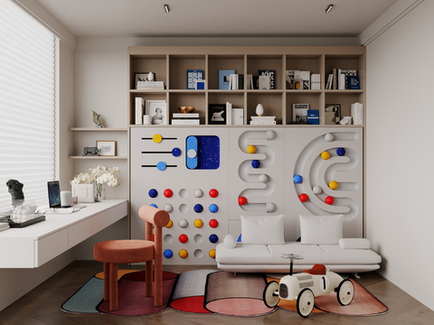 Modern Cartoon kids Bedroom Dopamine Study