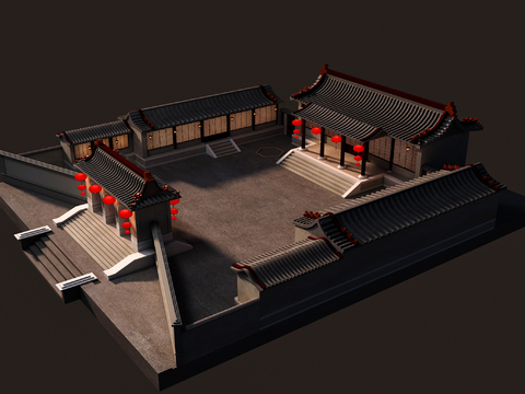 Chinese-style ancient house courtyard