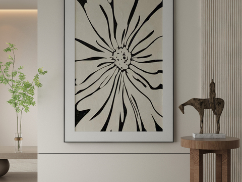 Modern Decorative Painting Black and White Flower Painting