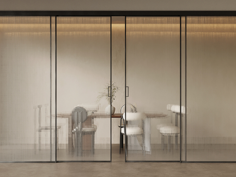 Quite sliding door, wire-gripped glass door, four sliding doors