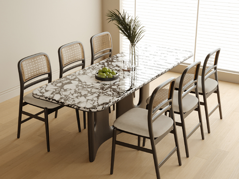 Quiet marble dining tables and chairs