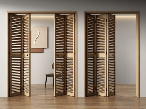 Modern louver door shutter folding door grille door wooden door