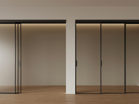 Modern glass door triple linkage sliding door sliding door