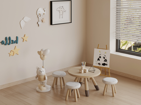 Modern children's table and chair easel