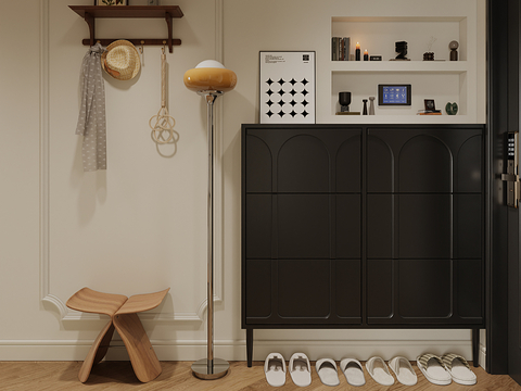 Mid-century Style Entrance Shoe Cabinet Hallway Shoe Cabinet