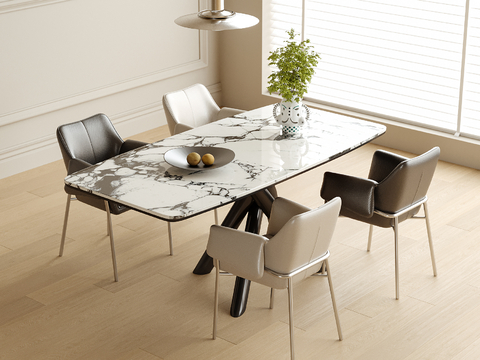 Modern Dining Table and Chair Rock Plate Dining Table