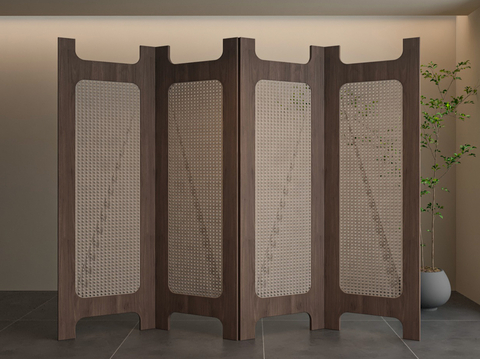 Silent Rattan Screen Folding Screen